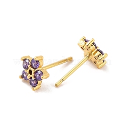 Brass Micro Pave Cubic Zirconia Stud Earrings for Women&nbsp;EJEW-U015-10G