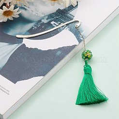 Metal Bookmark Gift with Polyester Tassel Big Pendant Decorations&nbsp;AJEW-JK00167-01