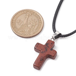 Natural Mixed Gemstone Cross Pendant Necklaces&nbsp;NJEW-JN04624