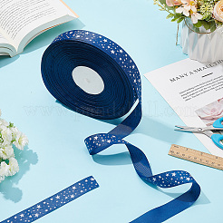 100 Yards Star Print Polyester Grosgrain Ribbon&nbsp;OCOR-WH0088-76
