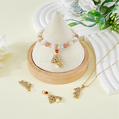 4Pcs 2 Style Brass Micro Pave Cubic Zirconia Charms&nbsp;KK-HY0003-14