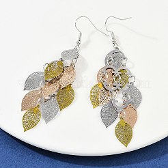 430 Stainless Steel Leaf Dangle Earrings&nbsp;EJEW-A137-06P-05