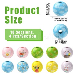40Pcs 10 Colors Easter Theme Printed Wood Beads&nbsp;WOOD-FS0002-55A