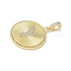 Brass Micro Pave Clear Cubic Zirconia Pendants&nbsp;KK-L253-17G-Y