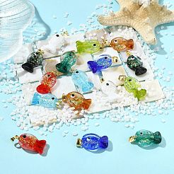 16Pcs 8 Colors Handmade Dichroic Foil Lampwork Pendants&nbsp;DICH-CJ0001-01