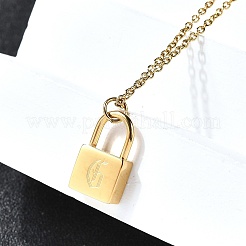 304 Stainless Steel Rolo Chain Pendant Necklaces&nbsp;NJEW-S444-01G-07