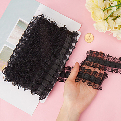 10 Yards Polyester Pleated Flower Lace Trim&nbsp;OCOR-GF0003-88B