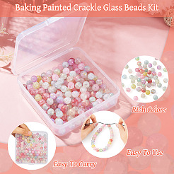 10 Colors Baking Paint Crackle Glass Bead Strands&nbsp;DGLA-TA0001-08B