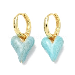 Brass Enamel Dangle Hoop Earrings for Women&nbsp;KK-CBA760A-06G-03