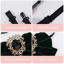 Polyester Bow Tie with Alloy Glass Brooch&nbsp;AJEW-WH0481-784B