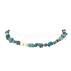 Round Natural Apatite & Nuggets Chrysocolla & Potato Pearl Beaded Necklaces&nbsp;NJEW-JN06592