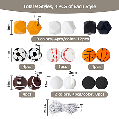 36Pcs 9 Style All Kinds of Sports Balls Silicone Beads&nbsp;SIL-HY0001-03