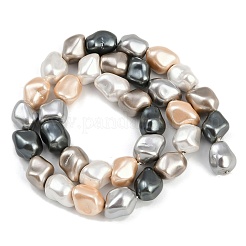 Electroplated Shell Pearl Beads Strands&nbsp;BSHE-H113-05H