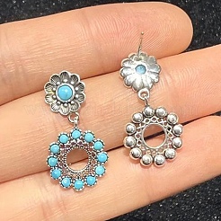 Synthetic Turquoise Dangle Stud Earrings&nbsp;EJEW-C178-01A