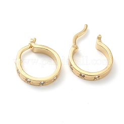 Brass Micro Pave Clear Cubic Zirconia Hoop Earrings&nbsp;EJEW-J101-26G