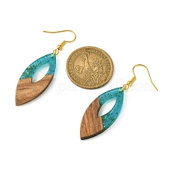 Two Tone Resin & Walnut Wood Horse Eye Dangle Earrings&nbsp;EJEW-JE05504