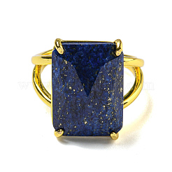Rectangle Natural Gemstone Open Cuff Rings&nbsp;RJEW-C087-05G
