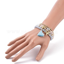 4Pcs 4 Style Natural & Synthetic Mixed Gemstone Beaded Stretch Bracelets Set&nbsp;BJEW-JB09115