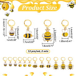 Alloy Enamel Bees & Honey Jar Pendant Locking Stitch Markers&nbsp;HJEW-PH01865