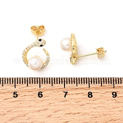 Snake with Round Brass Micro Pave Clear Cubic Zirconia Stud Earrings&nbsp;EJEW-C154-10G