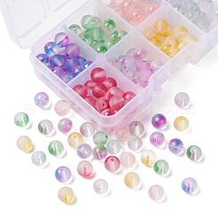 176Pcs 8 Colors Frosted Spray Painted Glass Beads&nbsp;GLAA-YW0001-38