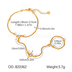 304 Stainless Steel Pave Clear Cubic Zirconia Heart Link Ring Bracelets for Women&nbsp;WGBEB4D-01