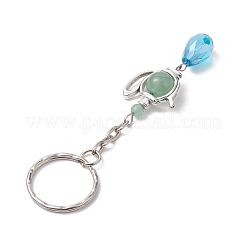 Natural Green Aventurine & Glass Pendant Keychain&nbsp;KEYC-JKC00807
