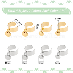 8Pcs 4 Style 304 Stainless Steel Open Cuff Rings Set&nbsp;RJEW-AB00010