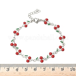 304 Stainless Steel Enamel Link Bracelets for Women&nbsp;BJEW-K226-16P