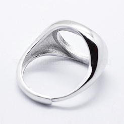 Anti-Tarnish Rhodium Plated 925 Sterling Silver Finger Ring Components&nbsp;STER-G027-12P