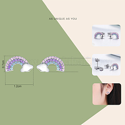 Rhodium Plated 925 Sterling Silver Cubic Zirconia Stud Earrings&nbsp;EJEW-FF0011-02