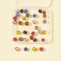 32Pcs 7 Colors Handmade Gold Sand Lampwork Beads&nbsp;LAMP-FS0001-30