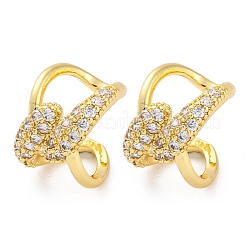 Rack Plating Brass Micro Pave Clear Cubic Zirconia Cuff Earrings&nbsp;EJEW-H147-13G