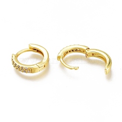 Brass Micro Pave Clear Cubic Zirconia Huggie Hoop Earrings&nbsp;ZIRC-H102-07G