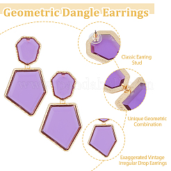 3 Pairs 3 Colors Rhinestone Polygon Dangle Stud Earrings&nbsp;EJEW-FI0002-81