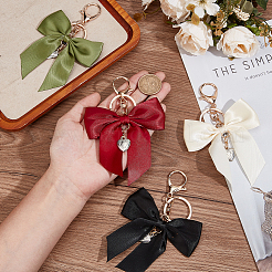 4Pcs 4 Colors Bowknot Polyester Pendant Decorations&nbsp;HJEW-BBC0001-09