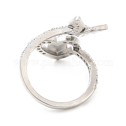 Clear Cubic Zirconia Heart Virgin Mary with Butterfly Open Cuff Ring&nbsp;RJEW-E064-05P