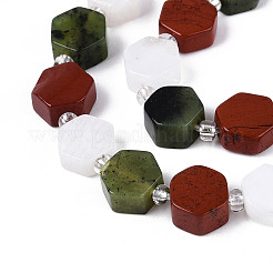 Natural Canada Jade & Red Jasper & Rainbow Moonstone Beads Strands&nbsp;G-T144-17A-01