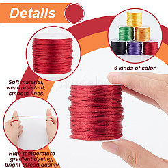 6 Rolls 6 Colors Nylon Satin Rattail Cords&nbsp;NWIR-PH0002-12