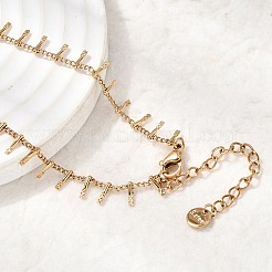 304 Stainless Steel Curb Chain with Bar Tassel Necklaces for Women&nbsp;NJEW-K389-04G