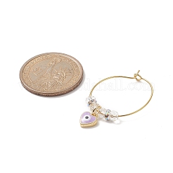 Evil Eye Heart Brass Enamel Pendants Wine Glass Charms Sets&nbsp;AJEW-JO00176