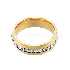 Crystal Rhinestone Flat Finger Ring&nbsp;RJEW-N043-11LG