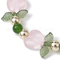Heart Flower Dyed Natural TaiWan Jade & Acrylic Stretch Bracelet&nbsp;BJEW-JB09908-02