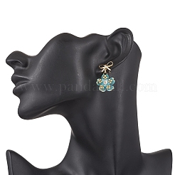 Flower Handmade Glass Seed Beads Dangle Stud Earrings&nbsp;EJEW-MZ00471-05