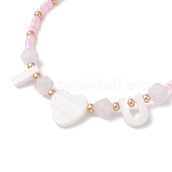 Valentine's Day Natural Rose Quartz & TOHO Round Seed Beads Braided Bead Bracelets for Women&nbsp;BJEW-MZ00244-02