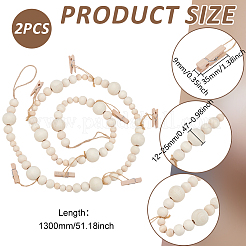 Wooden Beaded Wall Hanging Photo Display with Wooden Clip for Home Decorations&nbsp;DJEW-WH0036-152