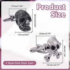 2 Pairs 2 Styles Brass Cufflinks&nbsp;AJEW-AR0005-65