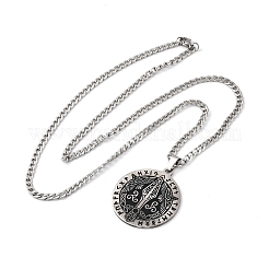 201 Stainless Steel Odin Rune Raven Arrowhead Pendant Twisted Chain Necklaces for Men&nbsp;NJEW-S440-03B-AS