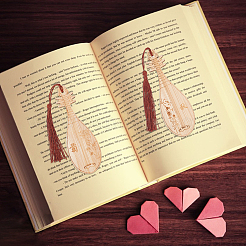 8Pcs 8 Style Ancient Musical Instrument Pipa Chinese Style Bookmark with Tassels for Book Lover&nbsp;AJEW-GO0001-13
