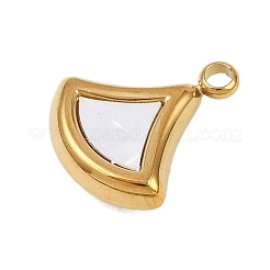 304 Stainless Steel Pave Synthetic Shell Fan Charms&nbsp;STAS-P402-03A-G